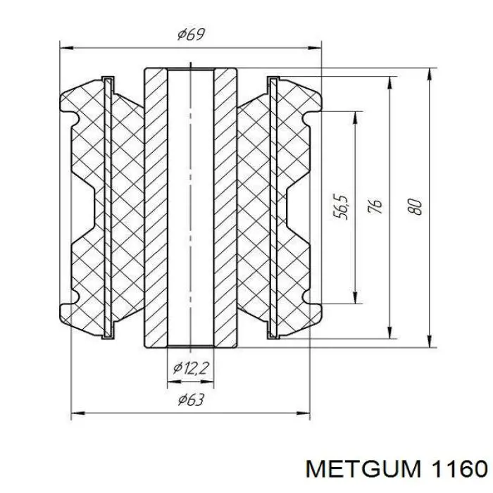 Сайлентблок ресори, передній 1160 Metgum