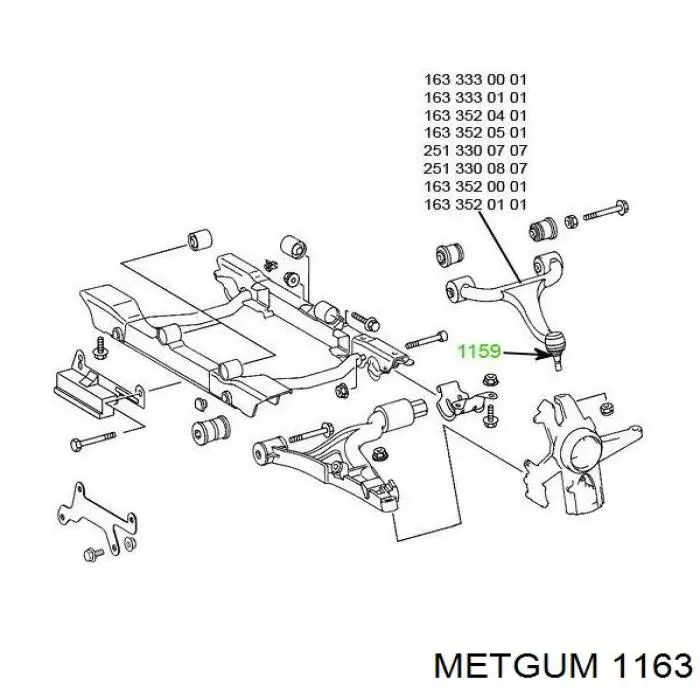 1163 Metgum Сайлентблок переднього нижнього важеля