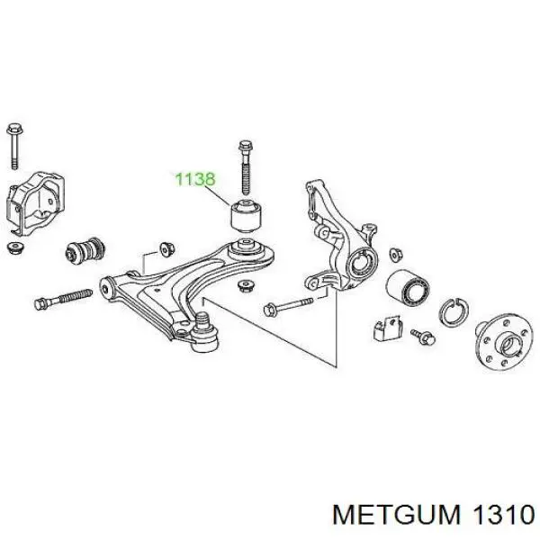 Сайлентблок нижнього важеля передньої підвіски Metgum 1310 ціна, від 8.48 USD
