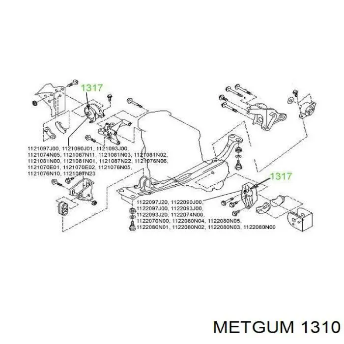 1310 Metgum Сайлентблок переднього нижнього важеля