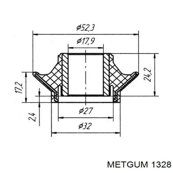 Сайлентблок нижнього важеля передньої підвіски Metgum 1328 ціна, від 9.00 USD