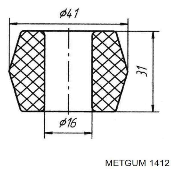 Сайлентблок заднього поздовжнього важеля, задній 1412 Metgum
