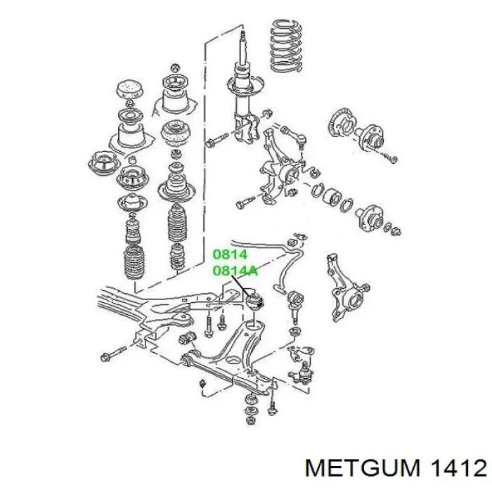 Сайлентблок заднього поздовжнього важеля, задній 1412 Metgum