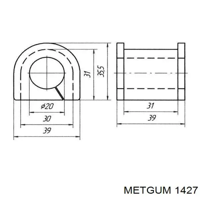 1427 Metgum втулка стабілізатора переднього
