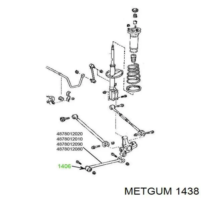 Подушка (опора) двигуна, права (сайлентблок) Metgum 1438
