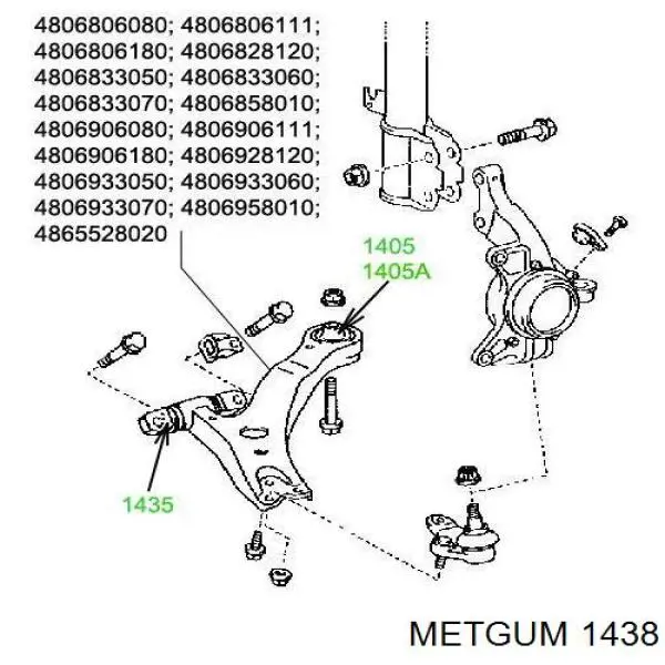 Купити 1438 Metgum Права втулка двигуна