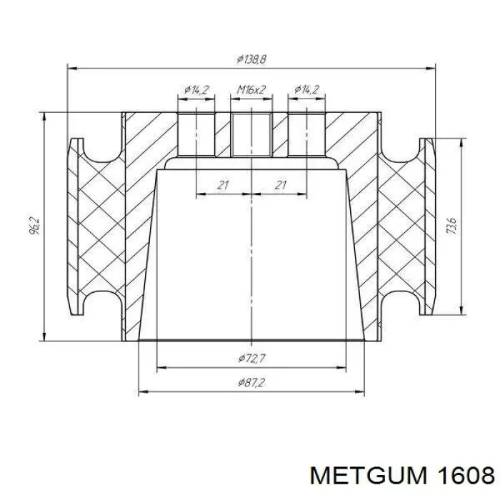 Сайлентблок тяги передньої поперечної 1608 Metgum