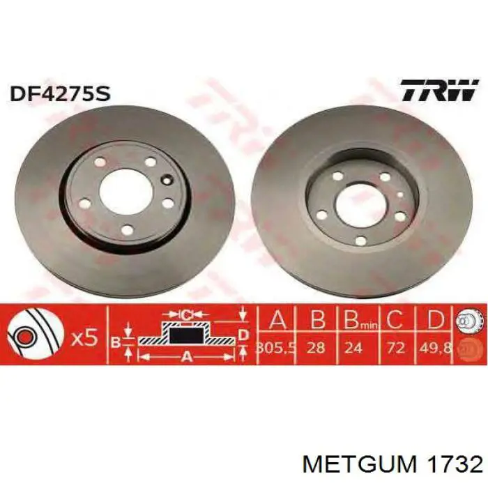 Сайлентблок заднього поперечного важеля Metgum 1732 ціна, від 5.26 USD