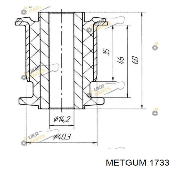 Сайлентблок заднього поперечного важеля Metgum 1733 ціна, від 5.70 USD