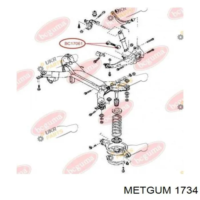 Сайлентблок заднього поперечного важеля Metgum 1734