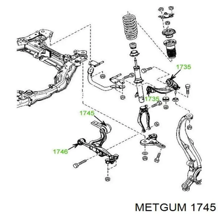 Сайлентблок переднього нижнього важеля 1745 Metgum