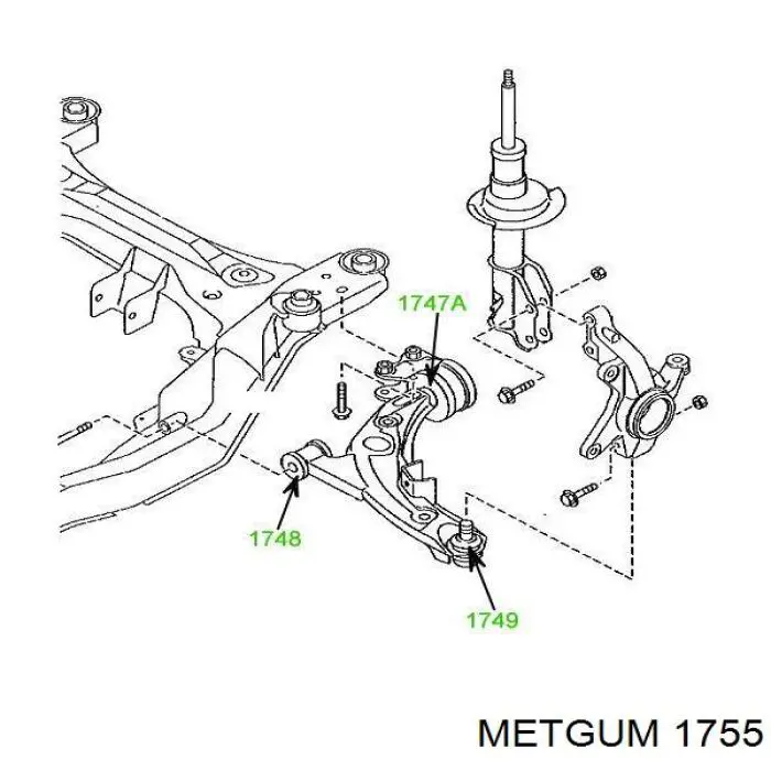 1755 Metgum Сайлентблок задньої тяги