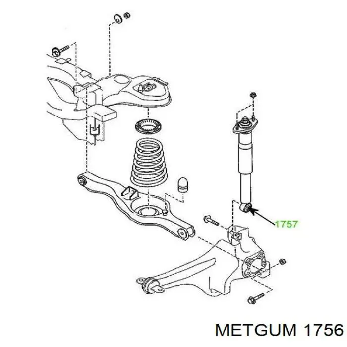 Сайлентблок заднього нижнього важеля Metgum 1756