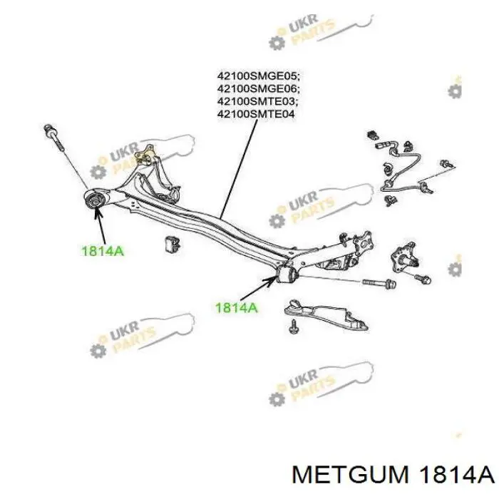 Сайлентблок задньої балки 1814A Metgum
