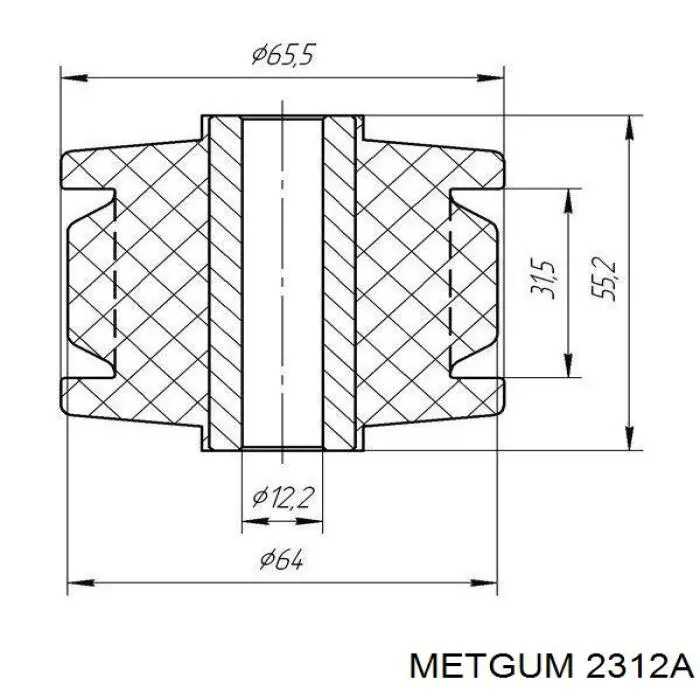Сайлентблок переднього важеля 2312A Metgum