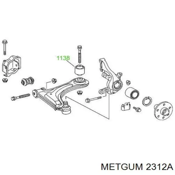 Сайлентблок нижнього важеля передньої підвіски Metgum 2312A ціна, від 6.75 USD