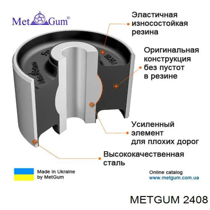 Сайлентблок нижнього важеля передньої підвіски Metgum 2408 ціна, від 4.93 USD