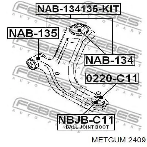 С/блок нижнього важеля Metgum 2409