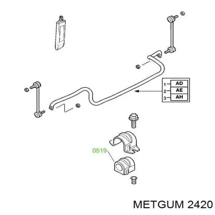 Купити 2420 Metgum Задні втулки амортізатора