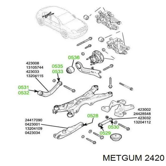Сайлентблок амортизатора заднього Metgum 2420 ціна, від 2.83 USD