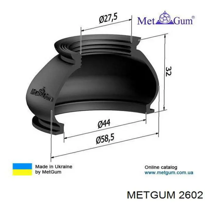 Сайлентблок стабілізатора, заднього Metgum 2602 ціна, від 12.28 USD