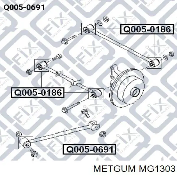 Сайлентблок заднього поздовжнього важеля, передній MG1303 Metgum