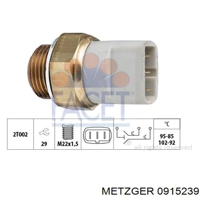 0915239 Metzger датчик температури охолоджуючої рідини