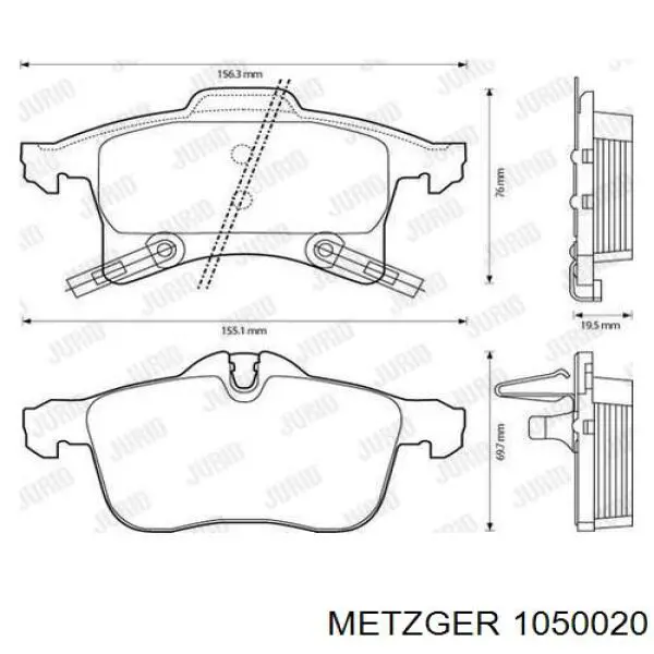 1050020 Metzger ремкомплект задніх гальм