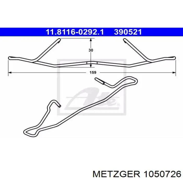 Ремкомплект гальмівних колодок Metzger 1050726