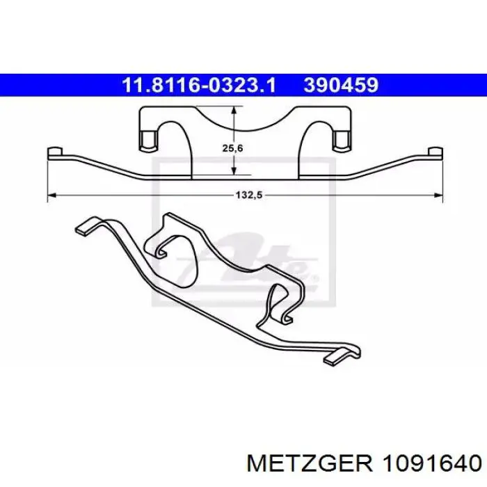 1091640 Metzger комплект пружинок кріплення дискових колодок, задніх