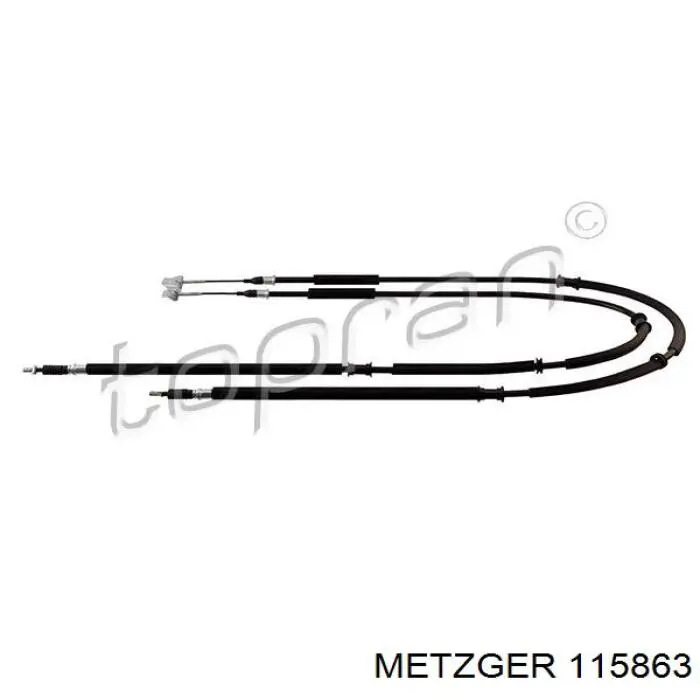 115863 Metzger трос ручного гальма задній, правий/лівий