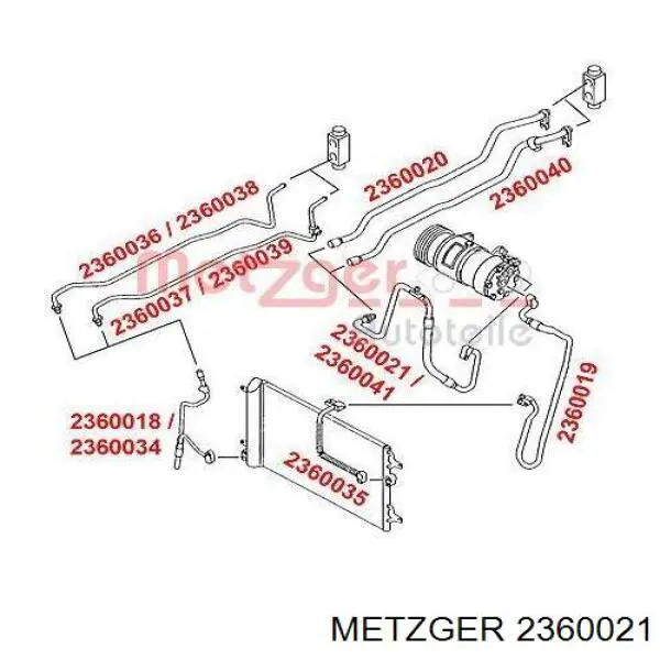Купити 2360021 Metzger Шланг кондиціонера, від випарника до компресора