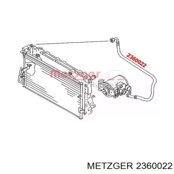 2360022 Metzger шланг кондиціонера, від компресора до радіатора