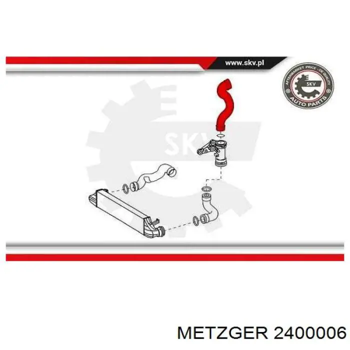 2400006 Metzger шланг/патрубок интеркуллера, верхній лівий