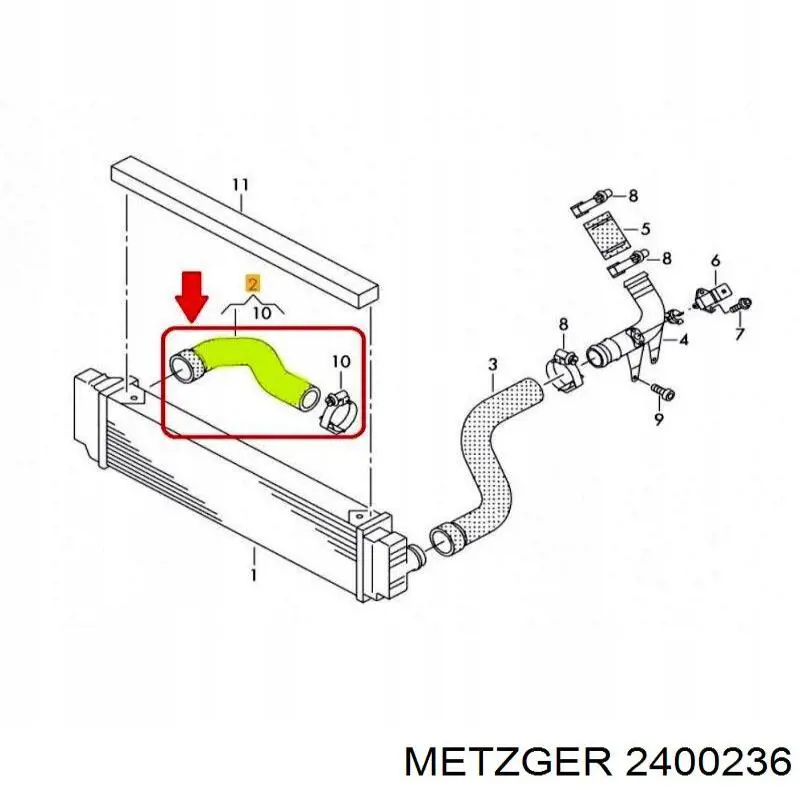 Шланг/патрубок интеркуллера Metzger 2400236 ціна, від 59.55 USD
