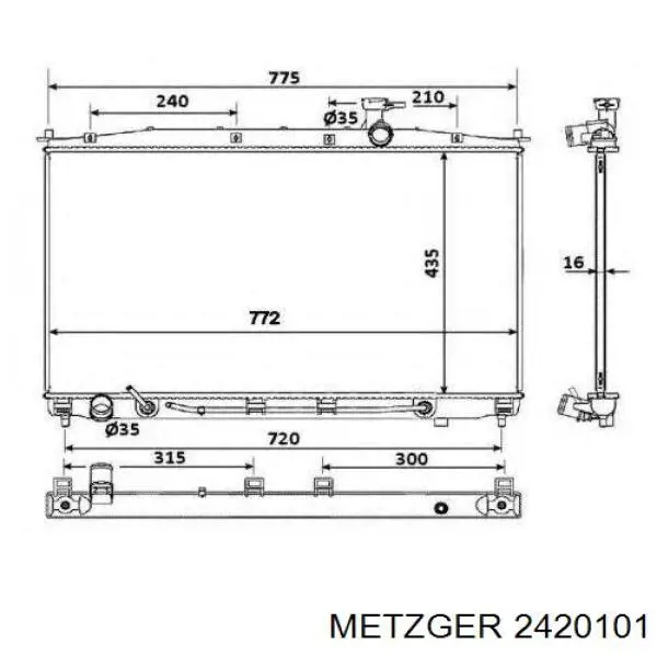 Шланг/патрубок радіатора охолодження, верхній 2420101 Metzger