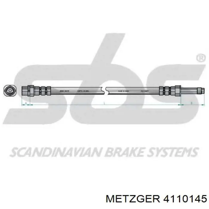 Шланг гальмівний задній 4110145 Metzger