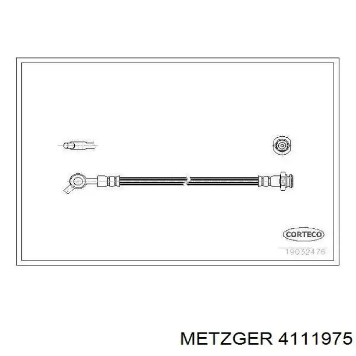 4111975 Metzger шланг гальмівний передній, лівий
