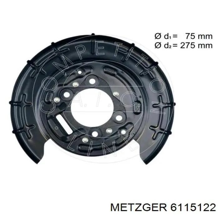 6115122 Metzger захист гальмівного диска заднього, правого