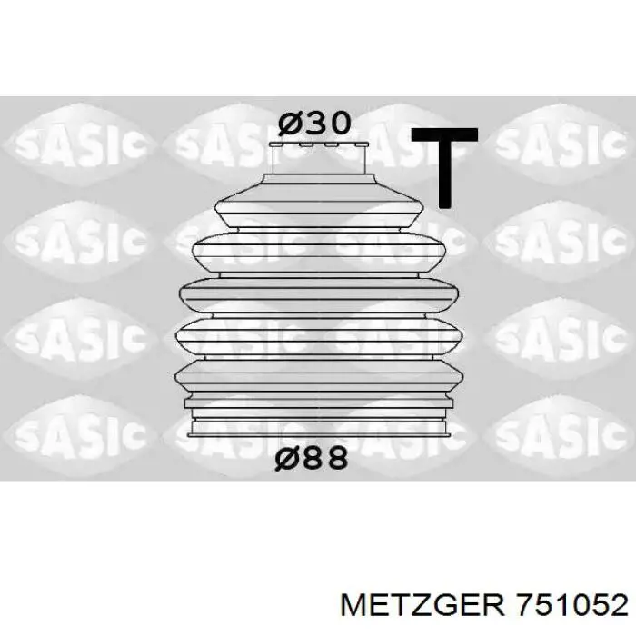 Пильник ШРУСа зовнішній, передній піввісі 751052 Metzger