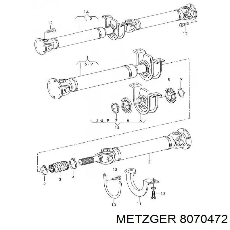 Підвісний підшипник карданного валу 8070472 Metzger