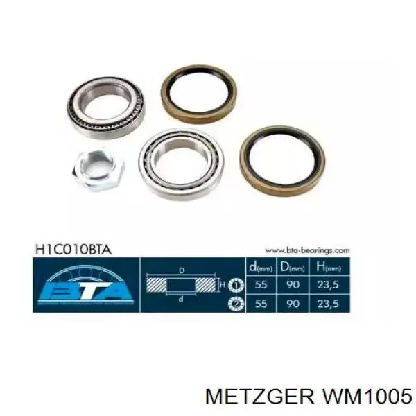 WM1005 Metzger Підшипник маточини передньої