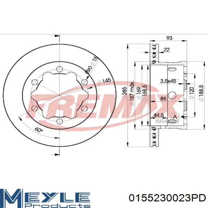 Гальмівні диски 0155230023PD Meyle