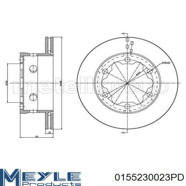 Купити 0155230023PD Meyle Диск заднього гальма