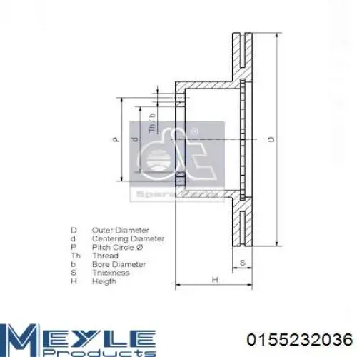 Диск гальмівний задній Meyle 0155232036