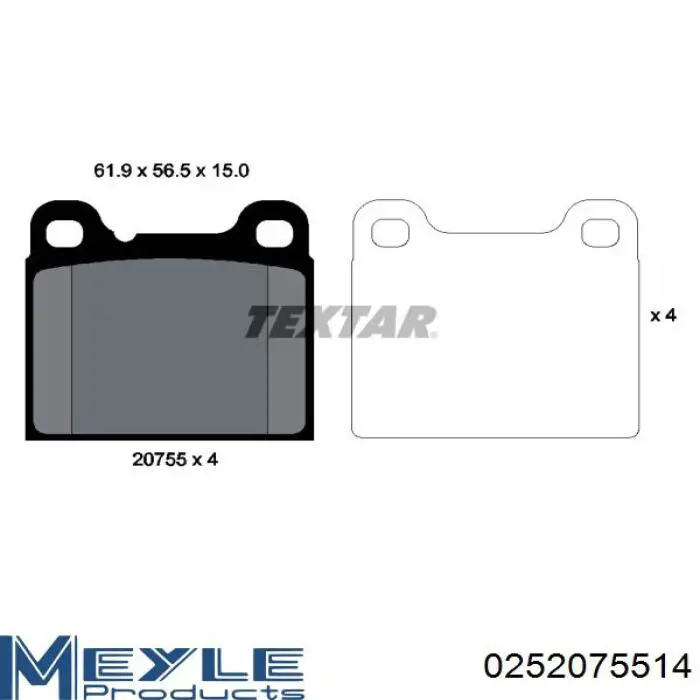 Задні гальмівні колодки Volvo PA202 ціна, від 15.58 USD