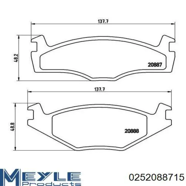 Купити 252088715 Meyle Колодки гальмівні передні, дискові