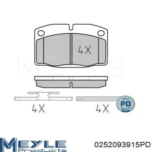 Колодки гальмівні передні, дискові 0252093915PD Meyle