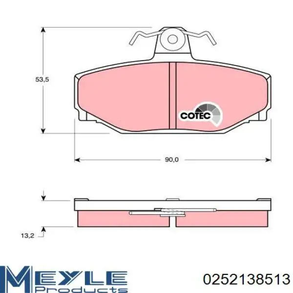 Задні гальмівні колодки Meyle 0252138513 ціна, від 19.66 USD