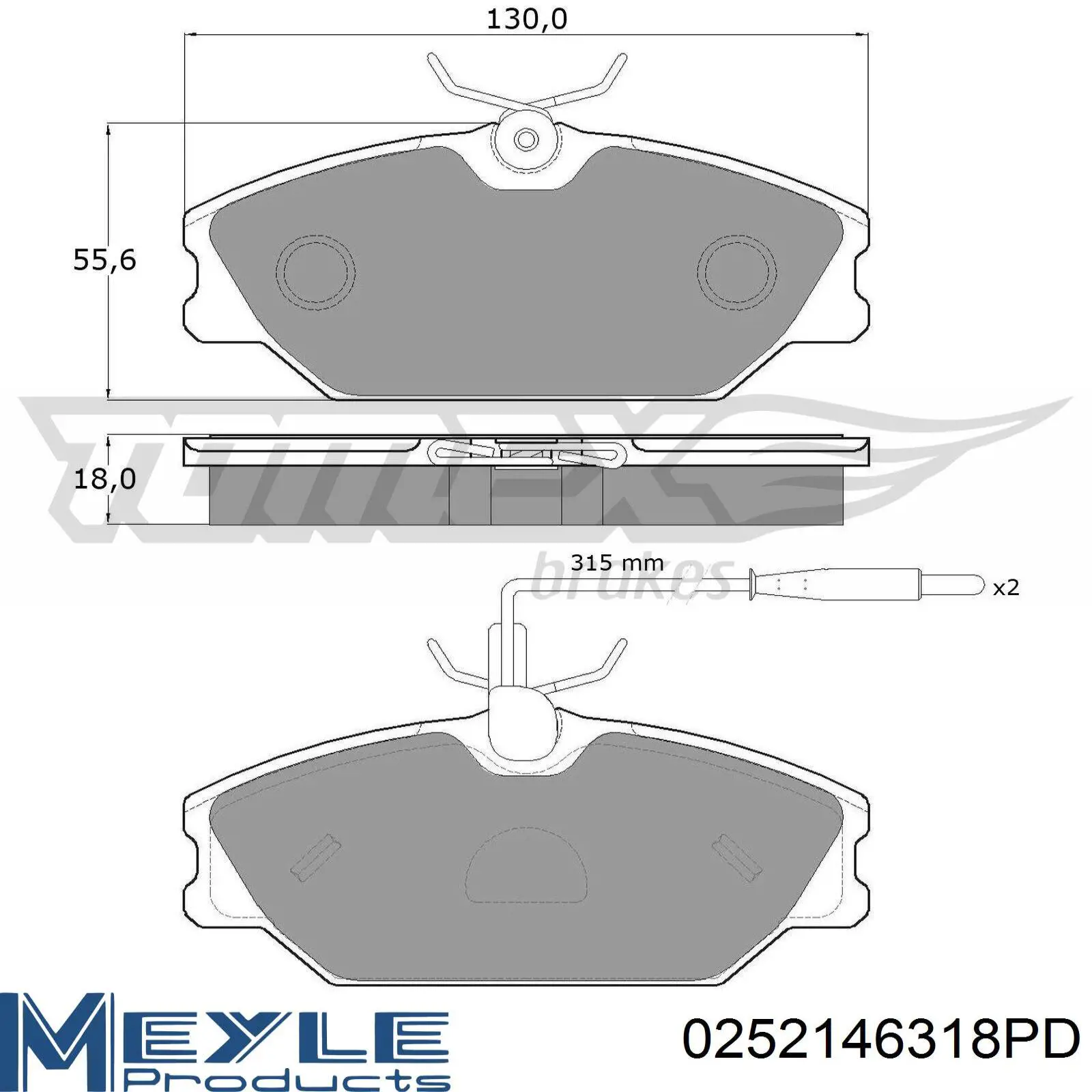 Купити 0252146318PD Meyle Колодки гальмівні передні, дискові